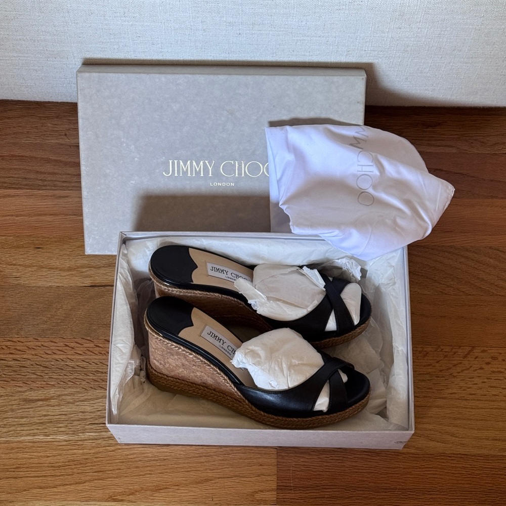 Jimmy Choo‎ Almer Cork Wedge Sandal (Women) Size 38